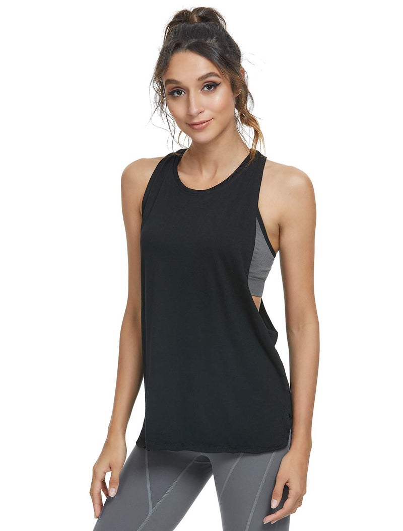 Cosy Pyro Workout Tank Tops for Women Lightweight Running Tanks Basic Gym Tops Sleeveless Athletic Yoga Shirts-4 Pack Black/Dark Gray/White/Light Gray Medium - Image 3